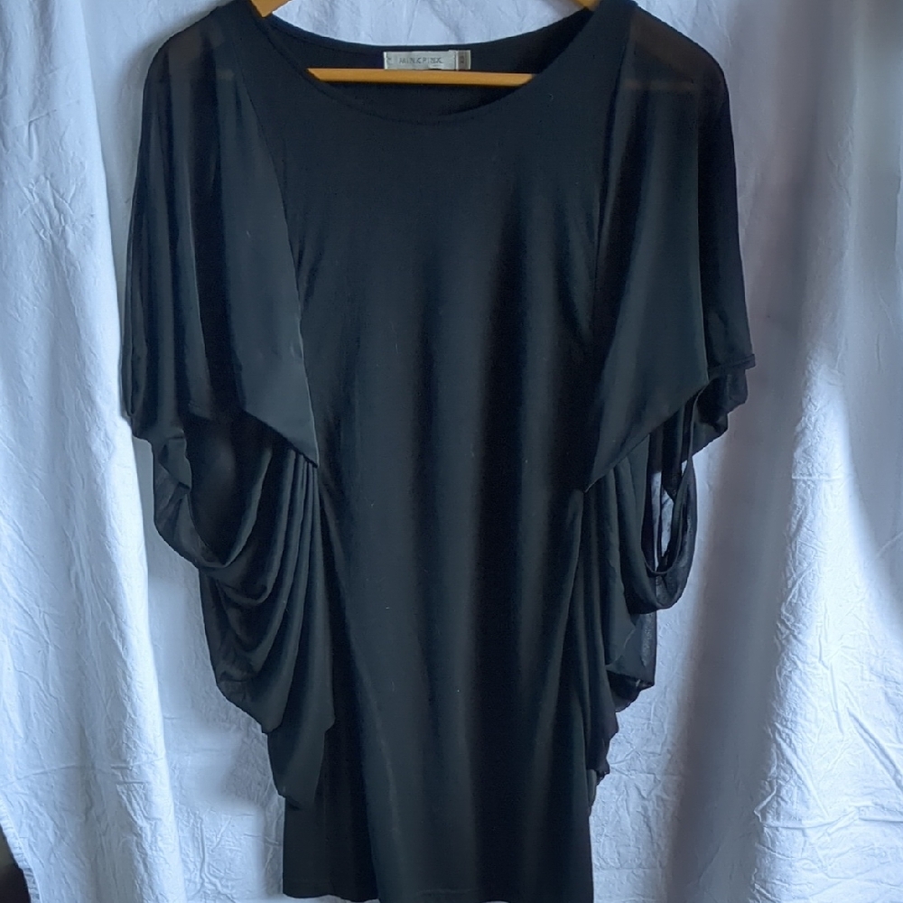 Mink Pink Elegant Black Draped Top Black XS